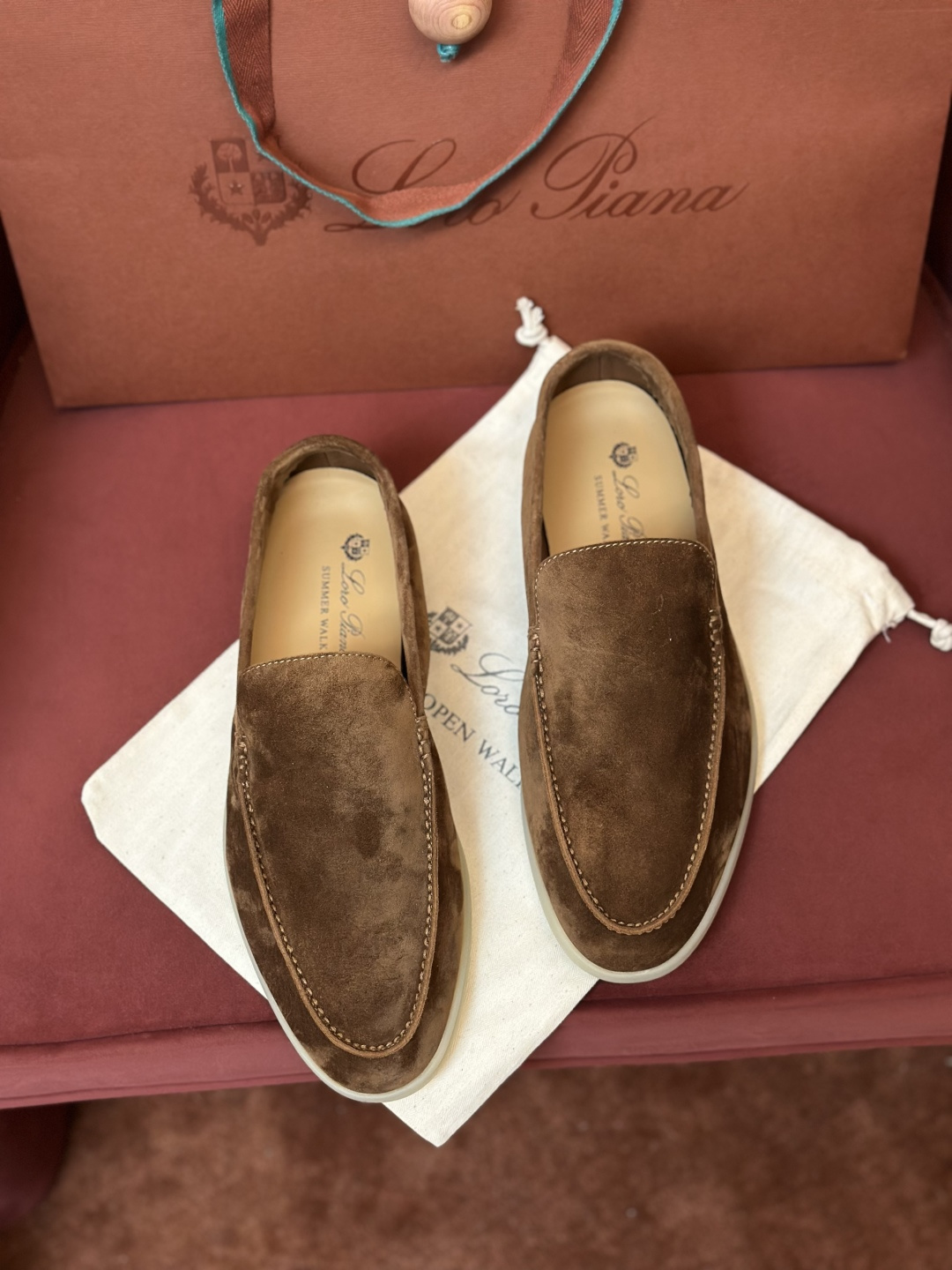 Loro Piana Мокасины Summer Walk коричневые