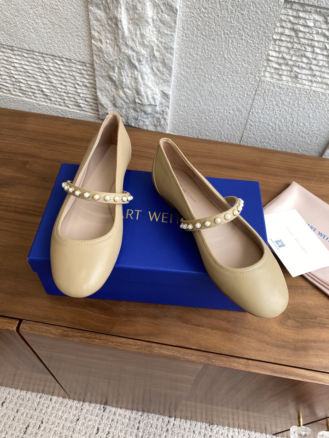 Luxurious SW Ballet Flats with Zirconium Pearl Decorations and Italian Bottoms - 图片 4