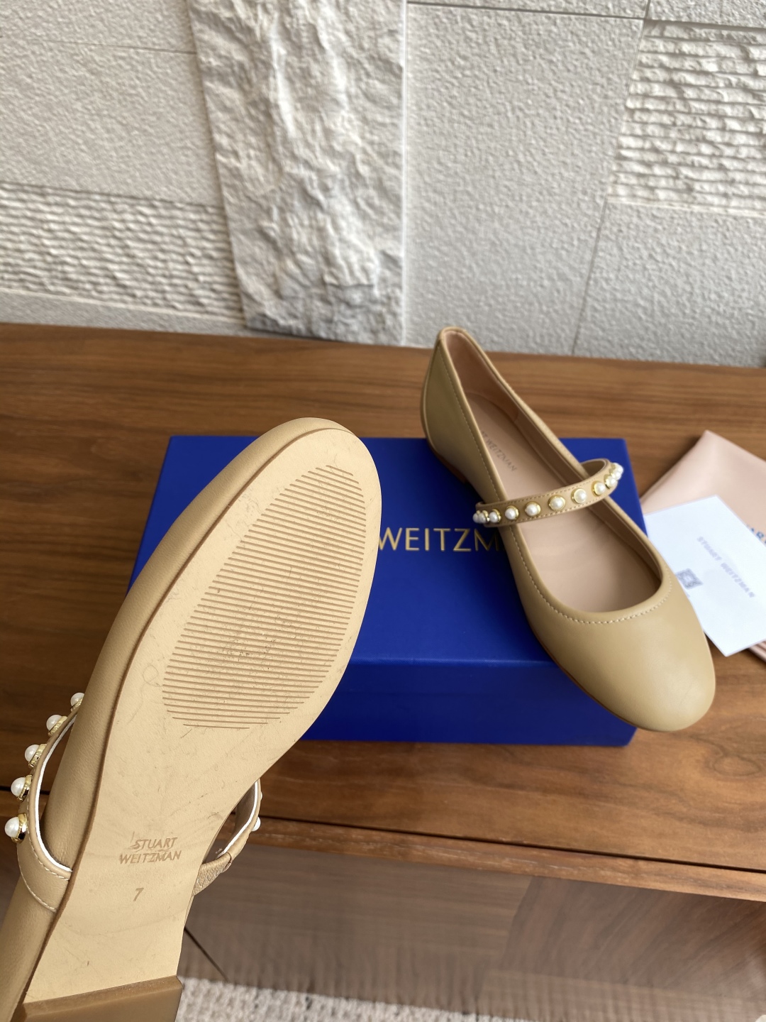 Luxurious SW Ballet Flats with Zirconium Pearl Decorations and Italian Bottoms - 图片 7