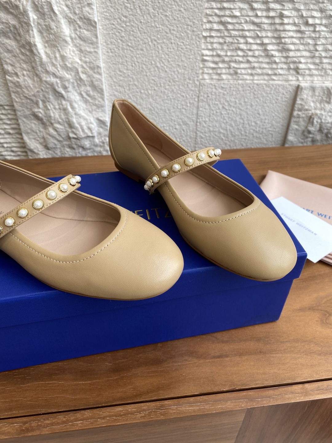 Luxurious SW Ballet Flats with Zirconium Pearl Decorations and Italian Bottoms - 图片 9