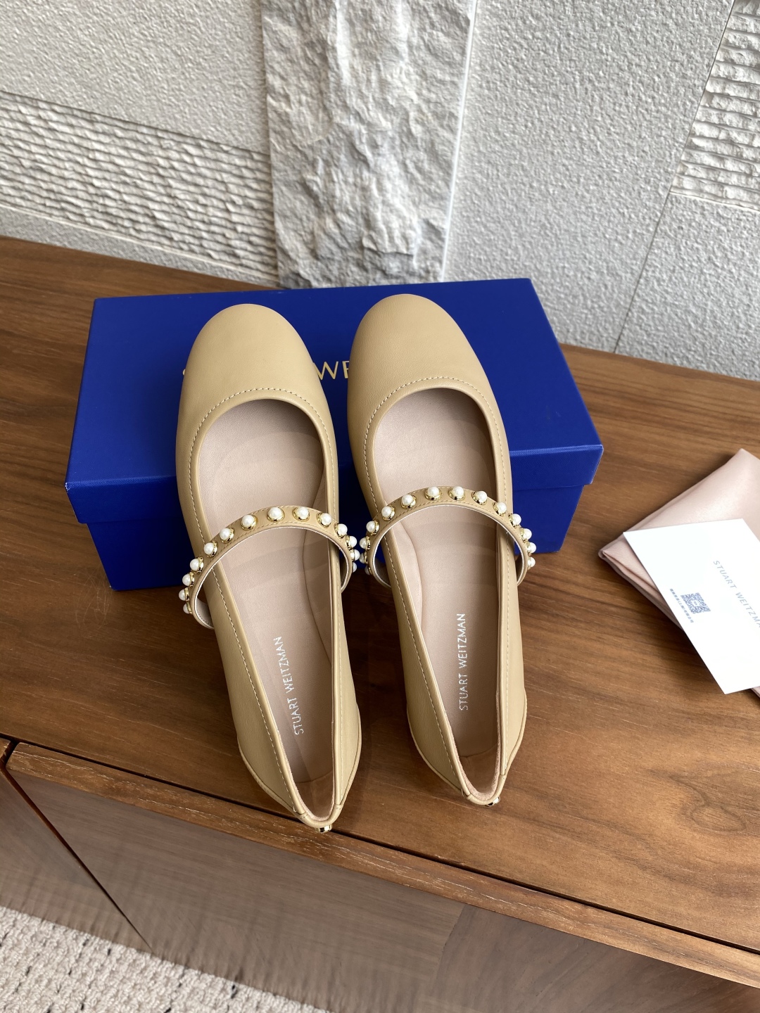 Luxurious SW Ballet Flats with Zirconium Pearl Decorations and Italian Bottoms - 图片 2