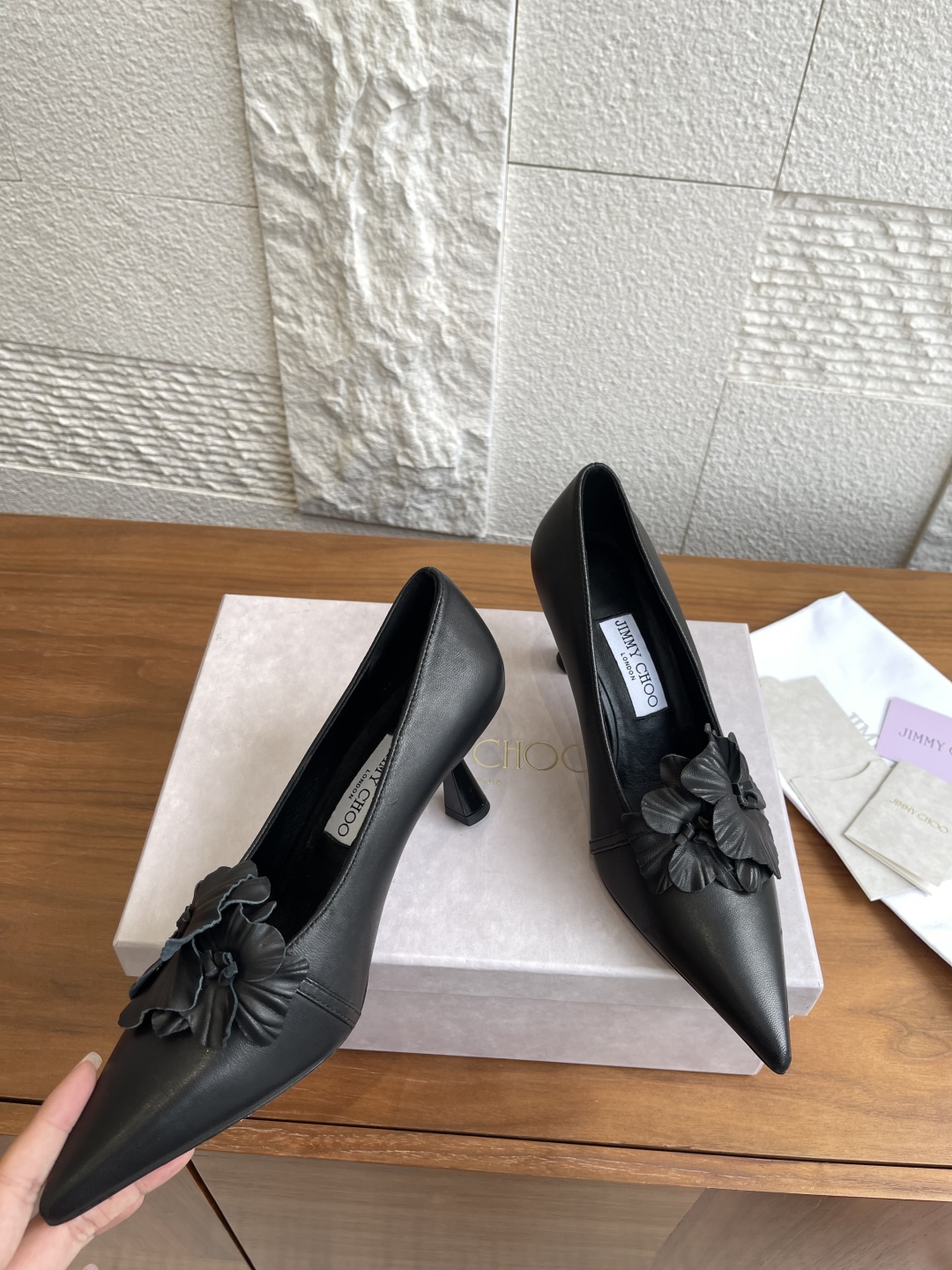 Jimmy Choo Amita/FLOWERS 45 Series High Heels – Spring/Summer New Collection 25ss – Real Skin Shoes - 图片 5
