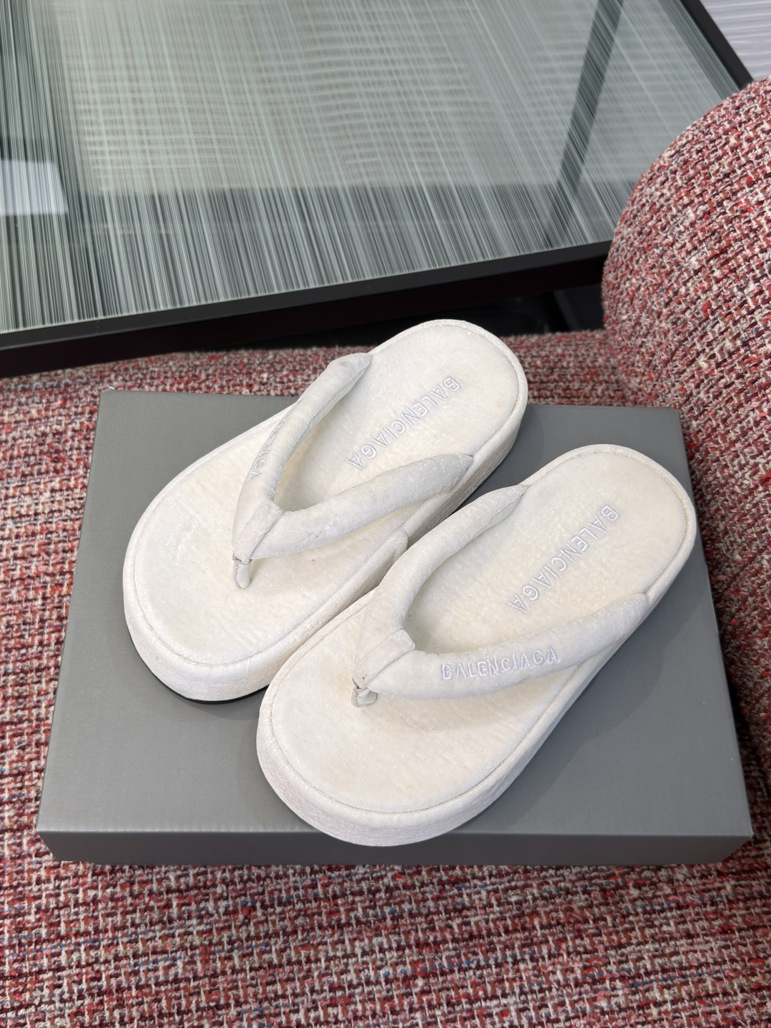Balenciaga Terry Cloth Platform Thong Sandals