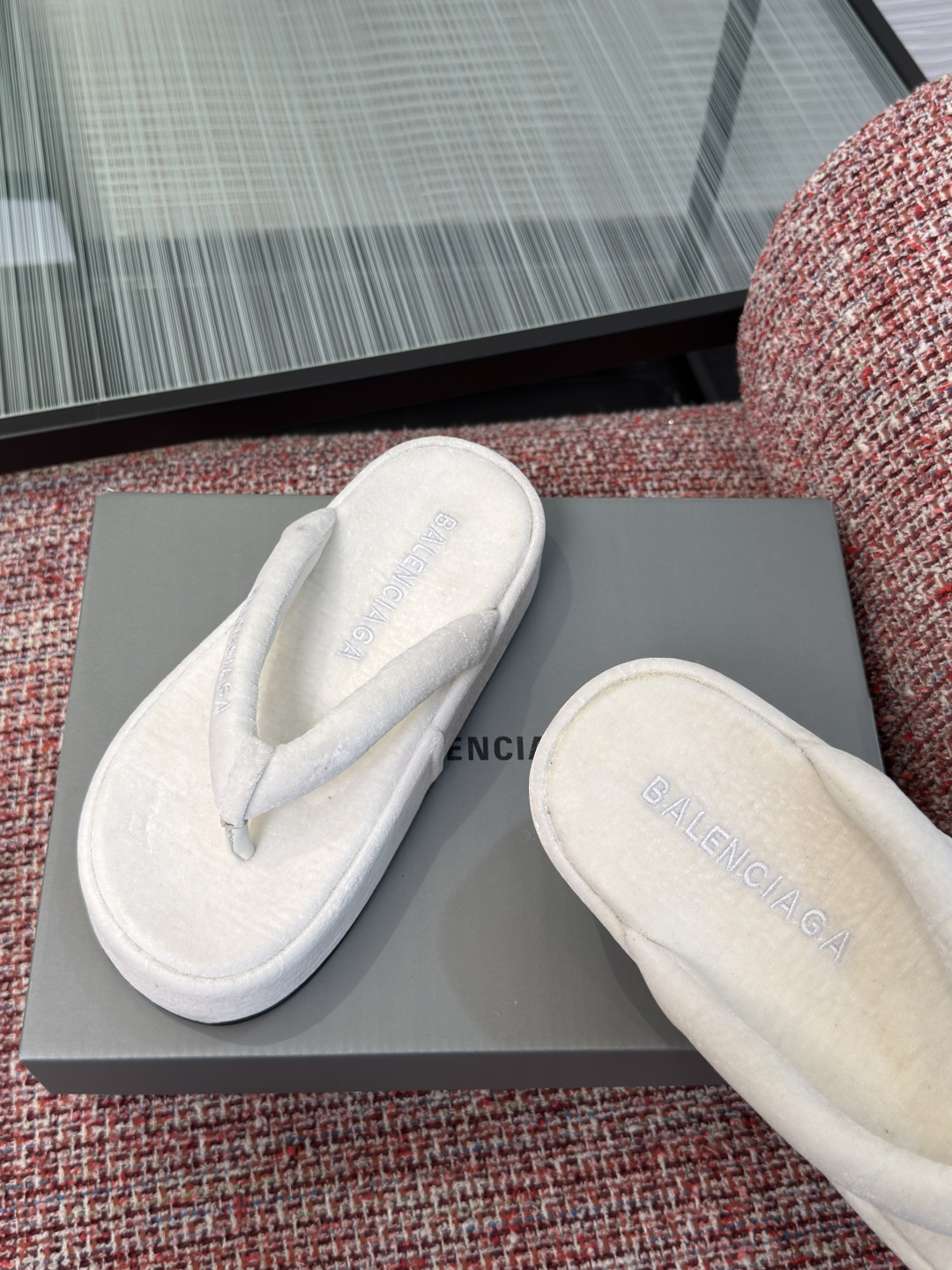Balenciaga Terry Cloth Platform Thong Sandals