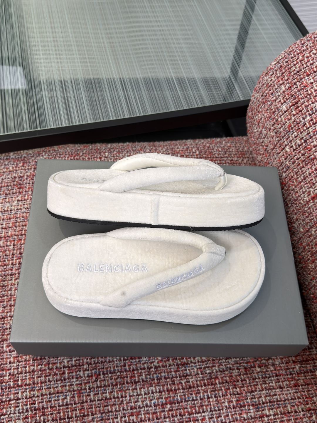 Balenciaga Terry Cloth Platform Thong Sandals