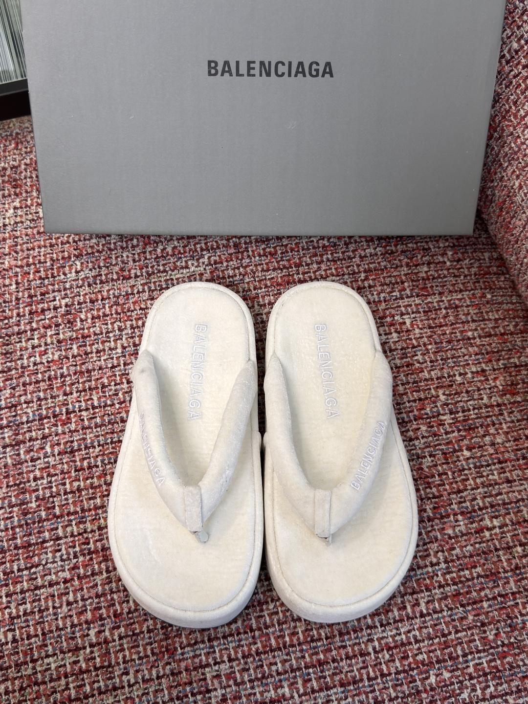 Balenciaga Terry Cloth Platform Thong Sandals