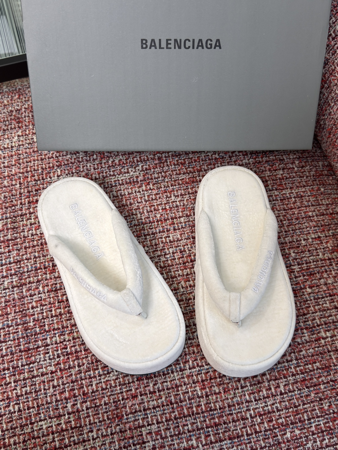Balenciaga Terry Cloth Platform Thong Sandals