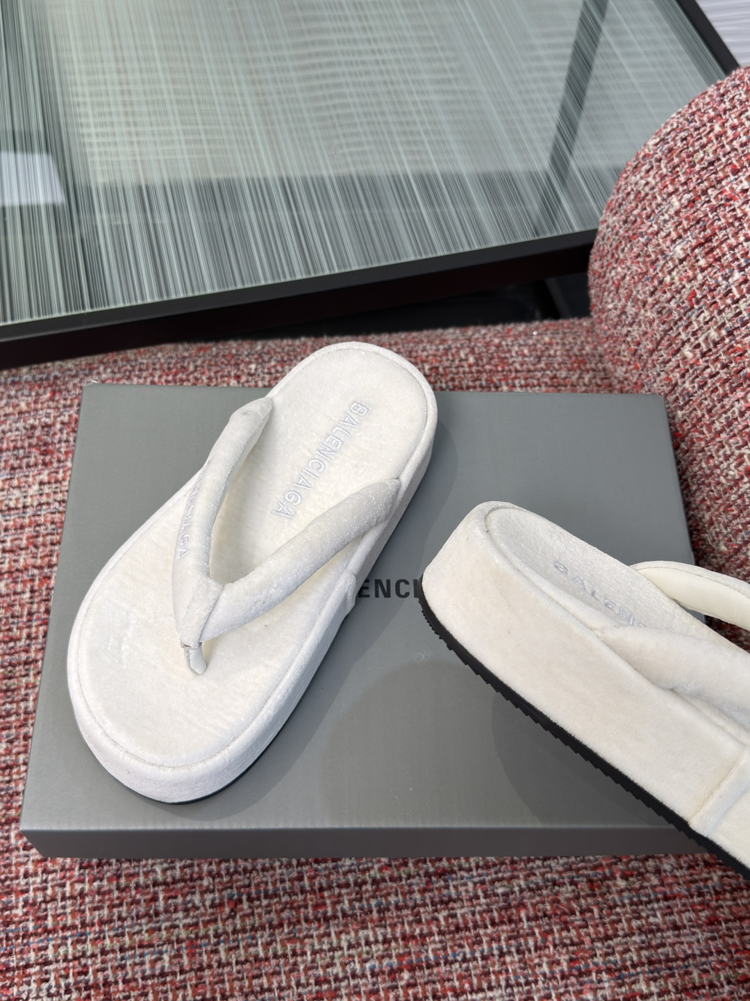 Balenciaga Terry Cloth Platform Thong Sandals