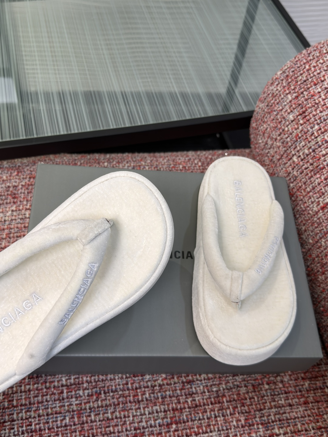 Balenciaga Terry Cloth Platform Thong Sandals
