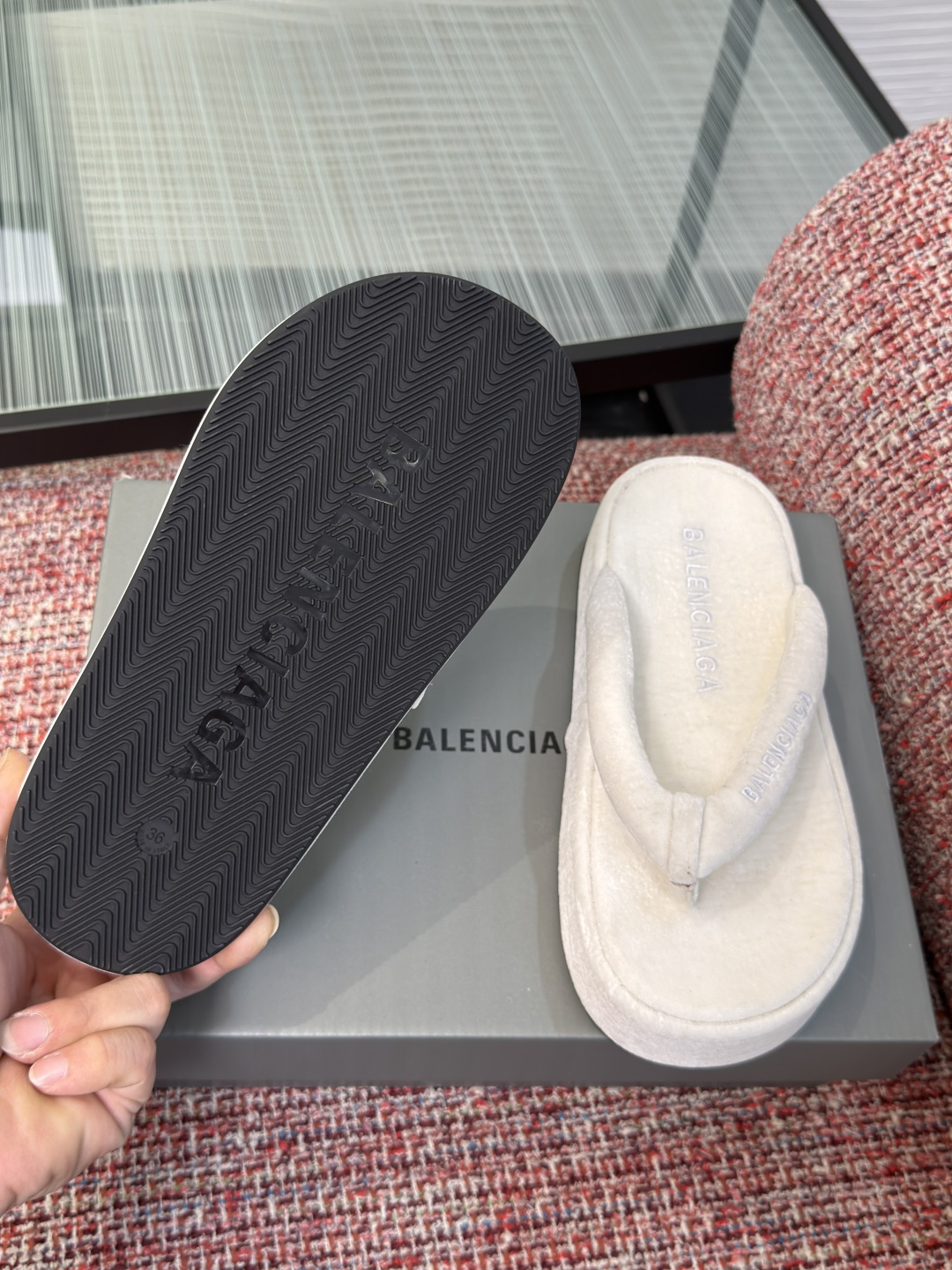 Balenciaga Terry Cloth Platform Thong Sandals