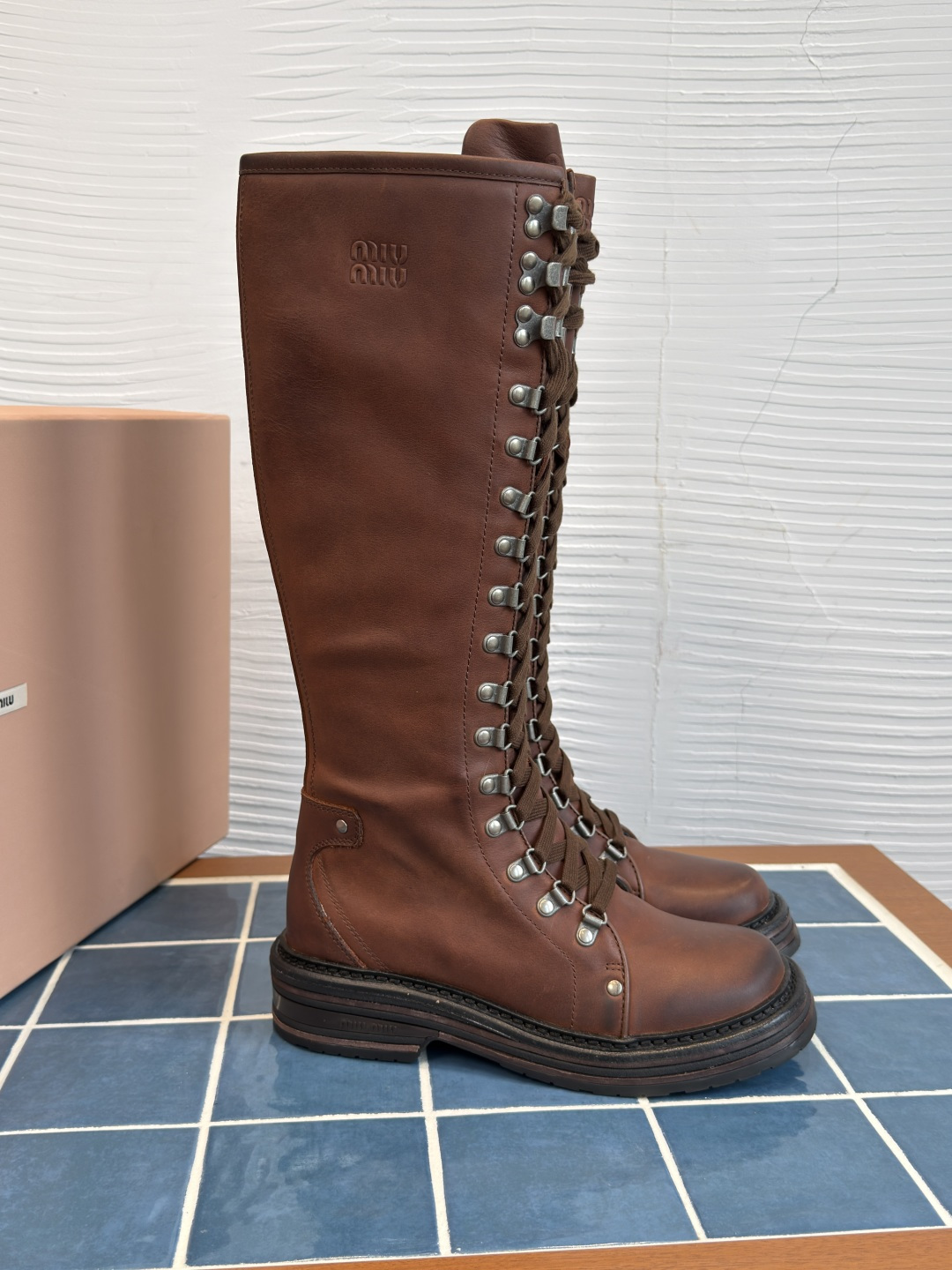 Brown Lace Up Tall Boots