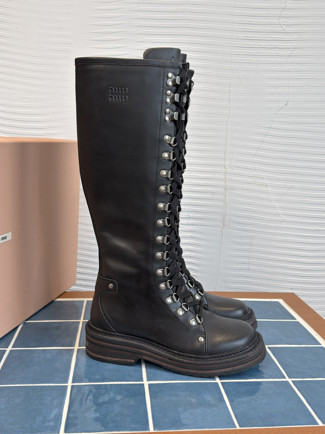 Black Lace Up Tall Boots