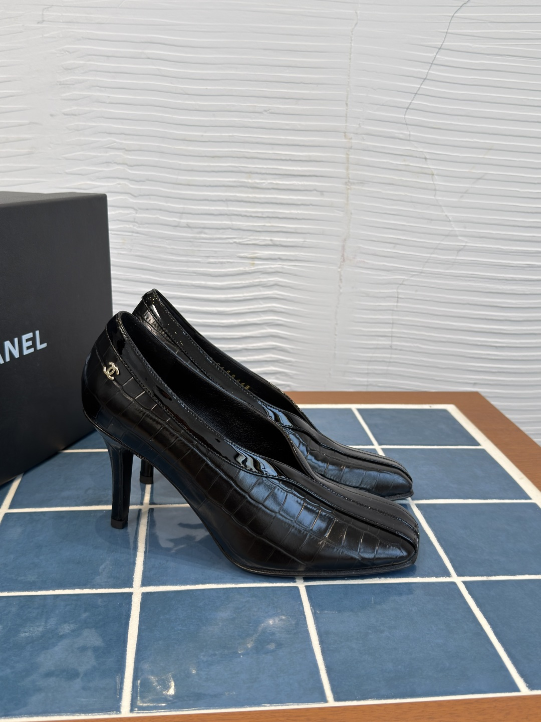 Black Square Toe Pumps