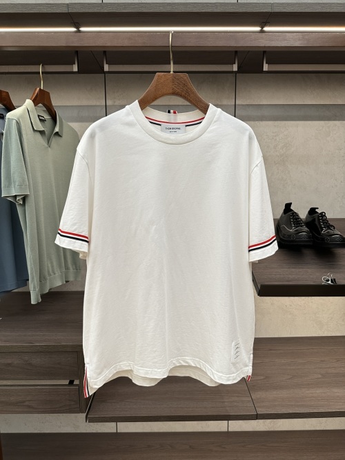 Thom Browne Cotton Short Sleeve T-Shirt with Armband Detail 1 Thom Browne Cotton Short Sleeve T-Shirt with Armband Detail
