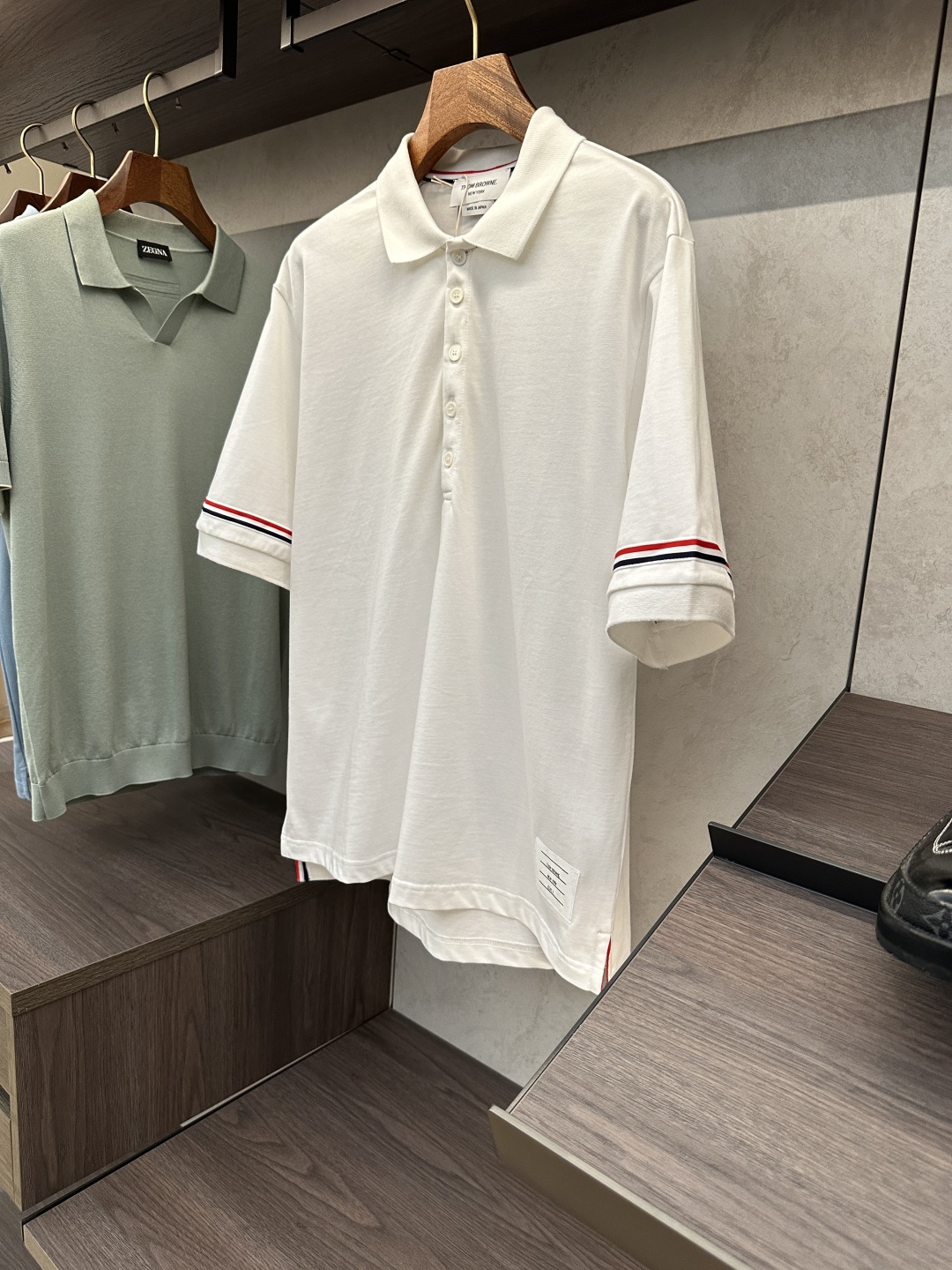 Thom Browne White Cotton Polo Shirt with Signature Stripe Detail 4 cmp i1750056691411 8626 0 3