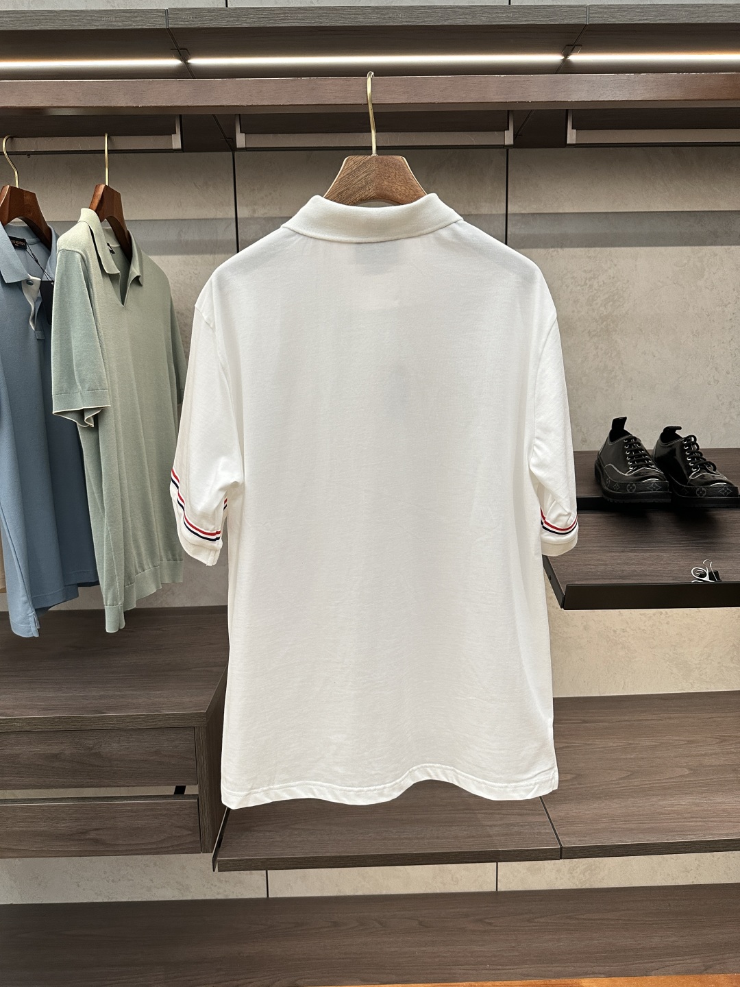 Thom Browne White Cotton Polo Shirt with Signature Stripe Detail 5 cmp i1750056691667 2125 0 2