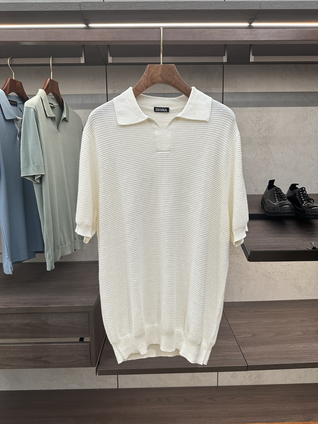 Men's Ribbed Knit Short Sleeve Polo Shirt - Cotton Linen Blend Casual Top 2 cmp i1750141721664 9860 0 0