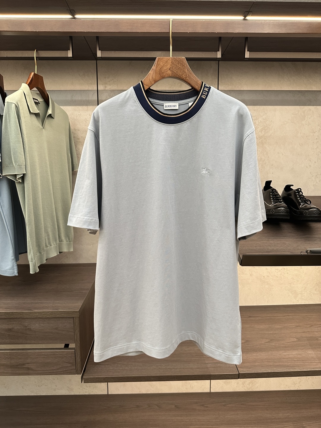 Burberry Men's Short Sleeve T-Shirt with Knit Collar and Embroidered Logo 2 cmp i1750312016476 8483 0 0