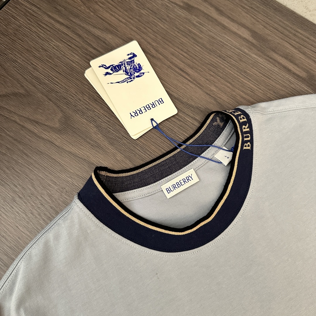 Burberry Men's Short Sleeve T-Shirt with Knit Collar and Embroidered Logo 6 cmp i1750312016724 9232 0 4