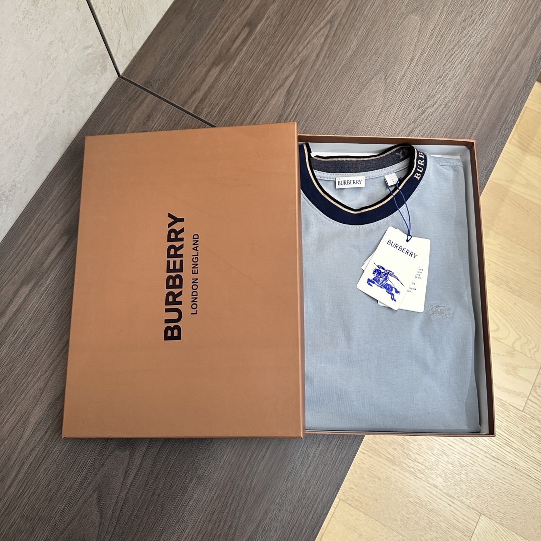 Burberry Men's Short Sleeve T-Shirt with Knit Collar and Embroidered Logo 10 cmp i1750312019778 128 0 7