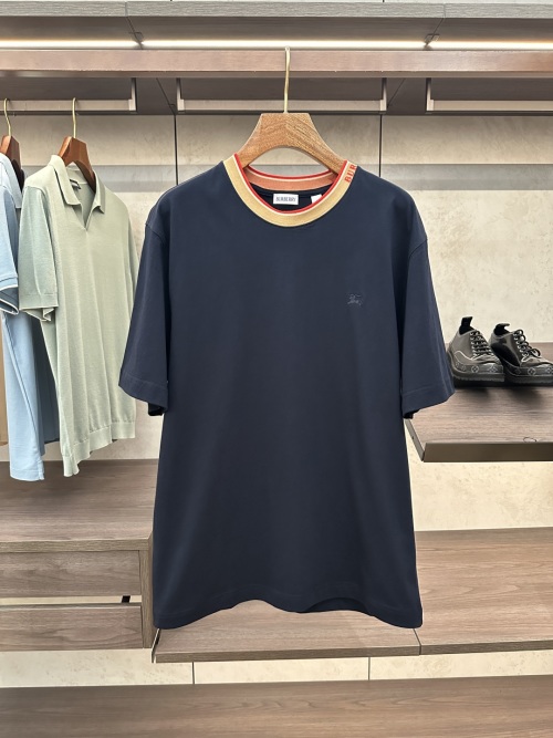 Burberry Men's Navy Cotton T-Shirt with Embroidered Horseferry Logo