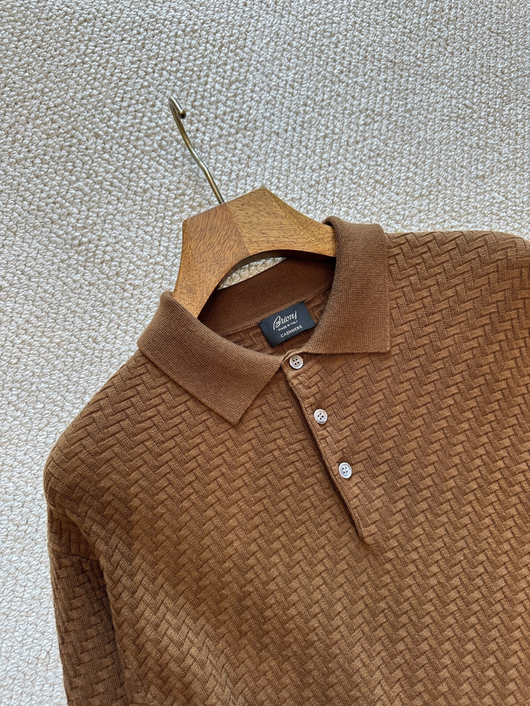 Brioni Men's Brown Silk-Blend Polo Collar Knit Sweater - Long Sleeve 7 cmp i1758628266266 5721 0 5