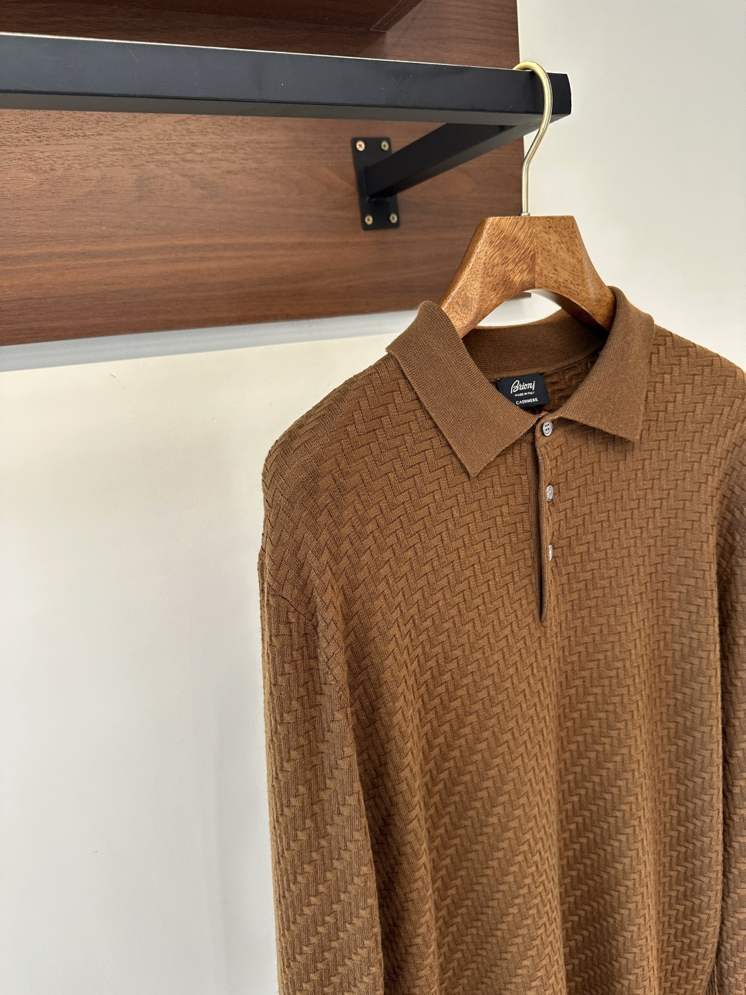 Brioni Men's Brown Silk-Blend Polo Collar Knit Sweater - Long Sleeve 3 cmp i1758628343910 8113 0 1