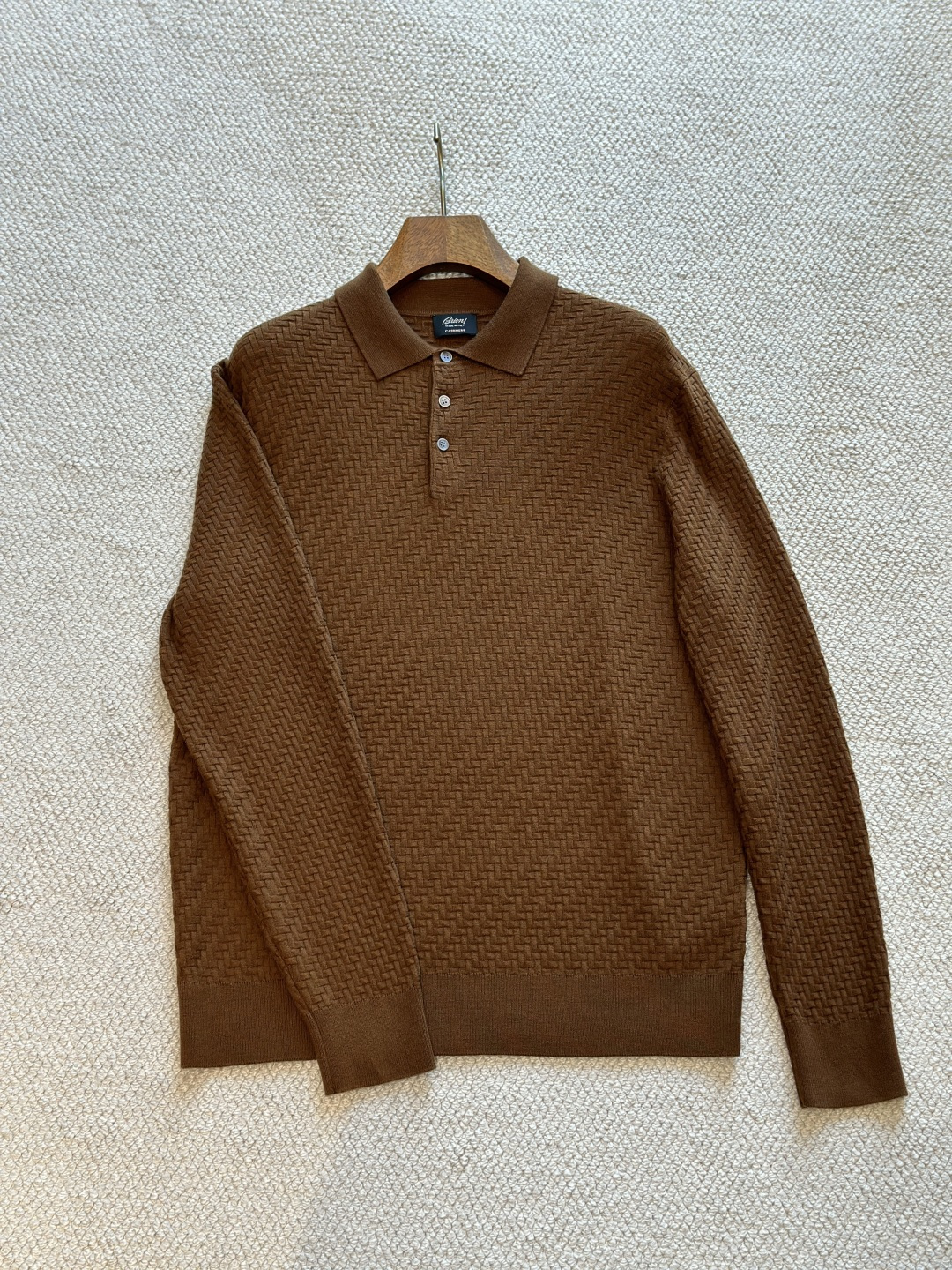 Brioni Men's Brown Silk-Blend Polo Collar Knit Sweater - Long Sleeve 9 cmp i1758628343913 1391 0 7