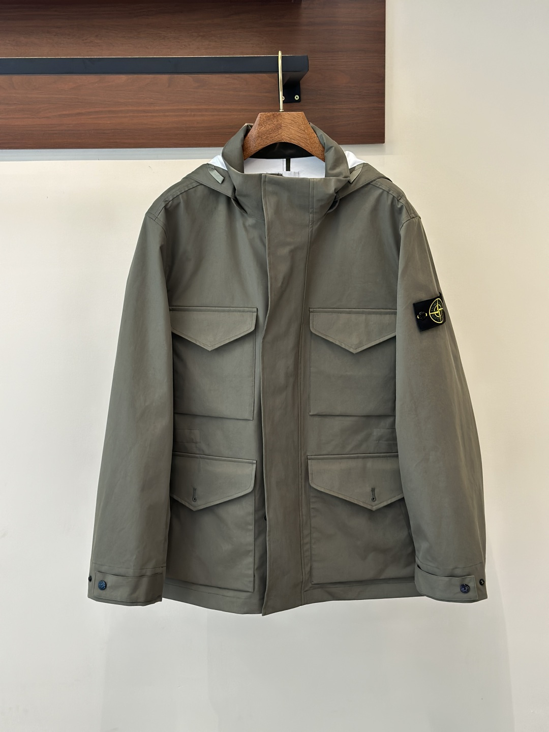 Stone Island Men's Lightweight Hooded Jacket, Military Style