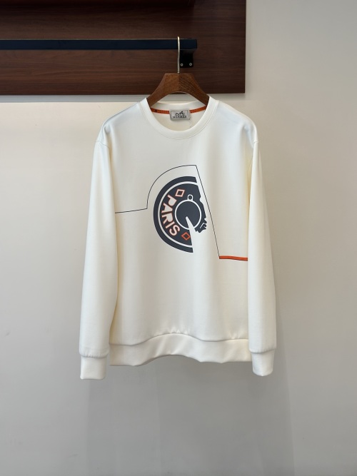 Hermès Men's Off-White Cotton Blend Sweatshirt with Paris Logo 1 Hermès Men's Off-White Cotton Blend Sweatshirt with Paris Logo