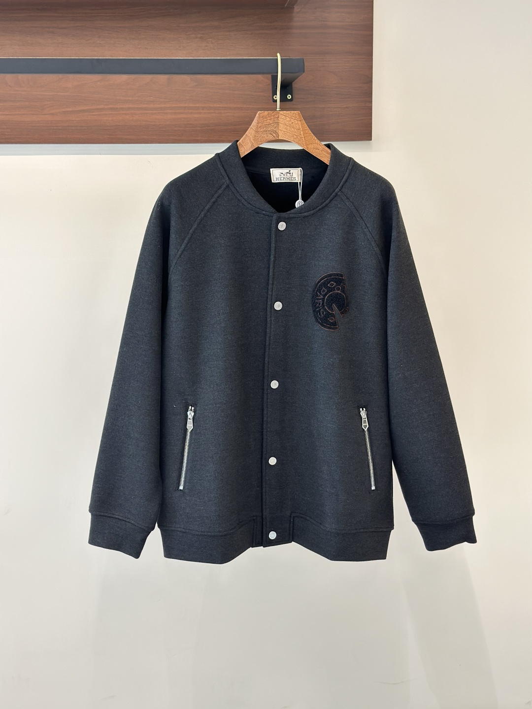 Hermès Men's Dark Gray Wool Blend Loose Fit Crewneck Sweatshirt