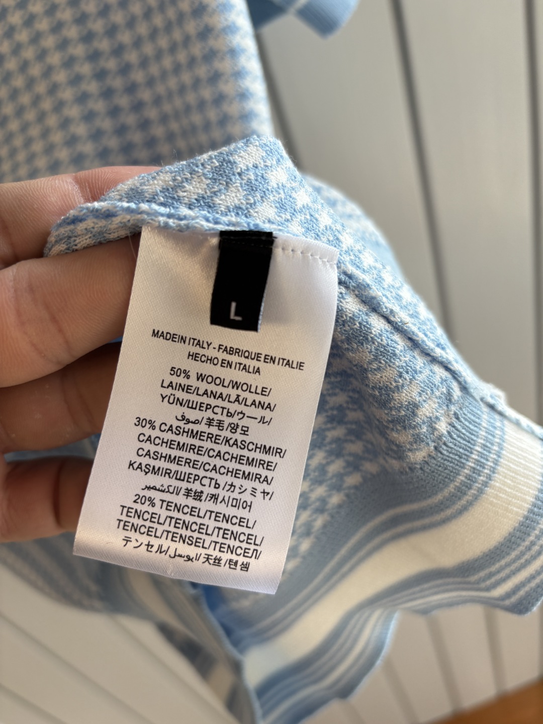 Dior Men's Blue Houndstooth Jacquard Knit Short Sleeve Tee - Classic Fit 9 cmp i1747022523599 488 0 7