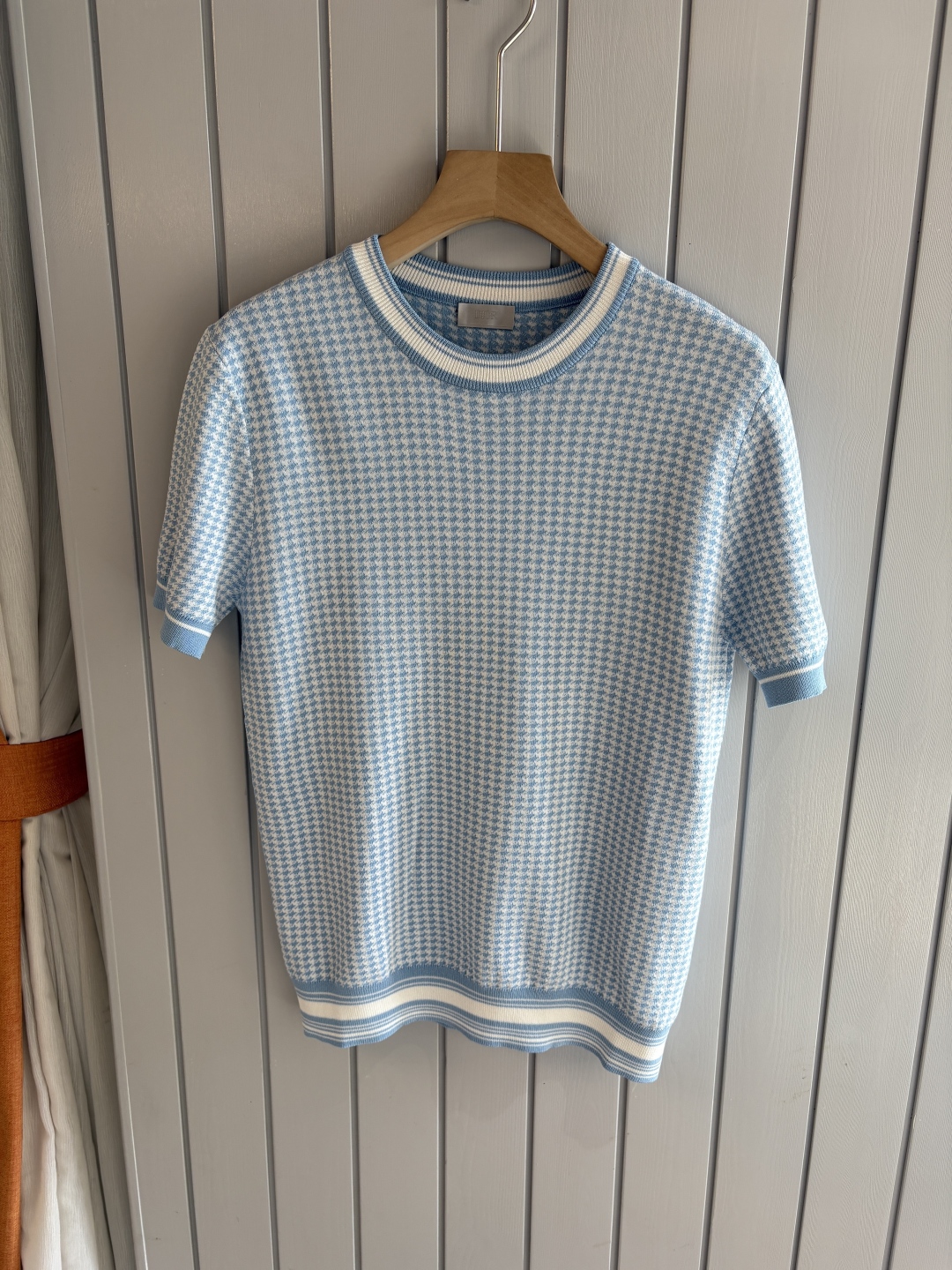 Dior Men's Blue Houndstooth Jacquard Knit Short Sleeve Tee - Classic Fit 2 cmp i1747022524159 6946 0 0