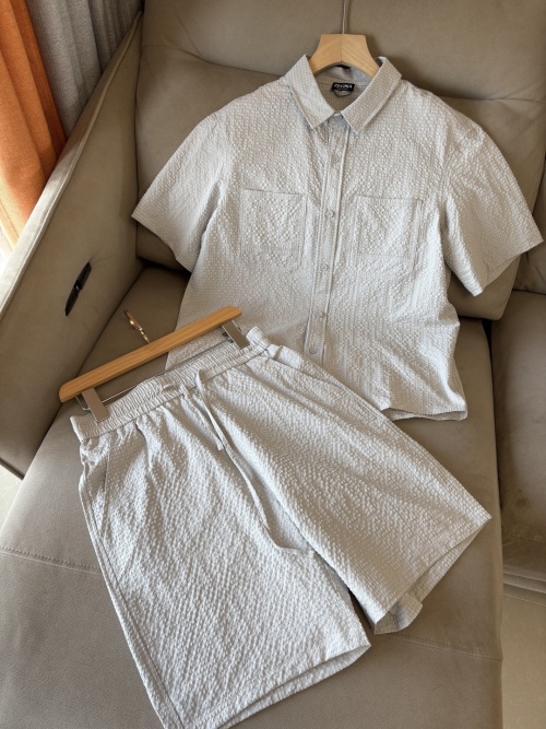 Men's Textured Woven Shirt and Shorts Set - Perfect for Summer Travel