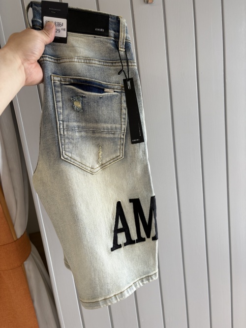 AMIRI Men's Distressed Denim Shorts with Embroidered Logo