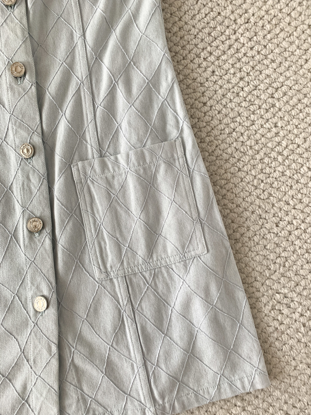 Chanel Light Blue Diamond Stitch Sling Mini Dress
