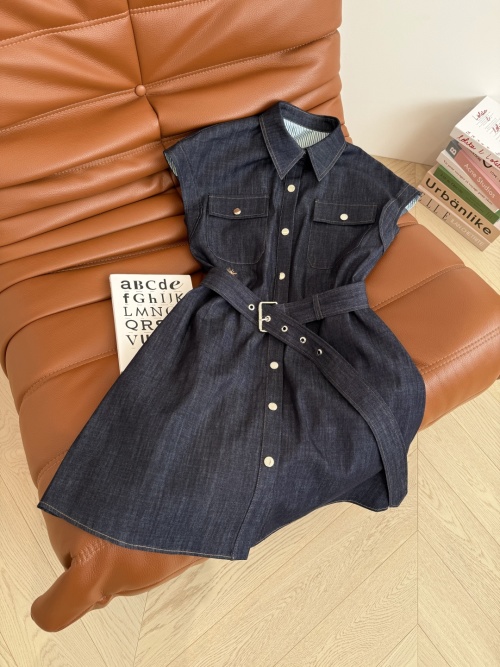 Dior Denim Mini Dress with Bee Embroidery and Belt, Stylish & Practical 1 Dior Denim Mini Dress with Bee Embroidery and Belt, Stylish & Practical