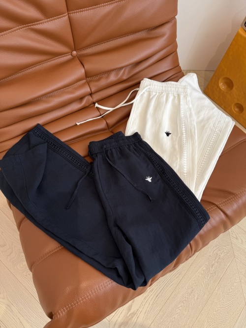 Dior Women's Linen Blend Lace-Trimmed Casual Pants - Comfortable & Stylish 1 Dior Women's Linen Blend Lace-Trimmed Casual Pants - Comfortable & Stylish