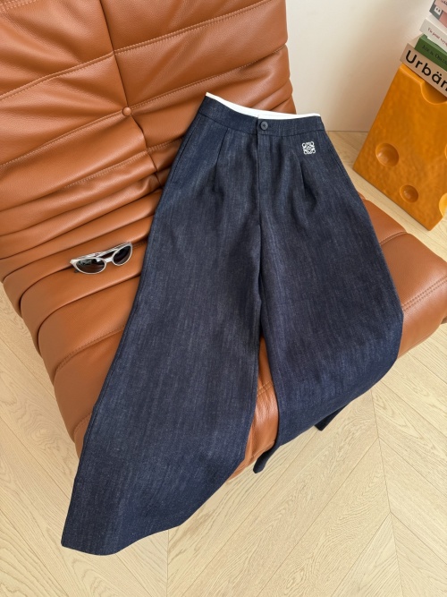 Loewe Wide-Leg Denim Pants with Embroidered Logo - Casual & Stylish 1 Loewe Wide-Leg Denim Pants with Embroidered Logo - Casual & Stylish