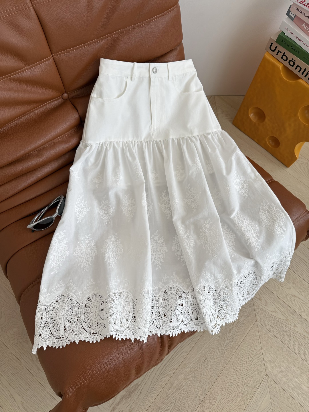 Elegant White Denim & Lace Patchwork Skirt - Versatile Summer Style 4 cmp i1748168483808 2617 0 2