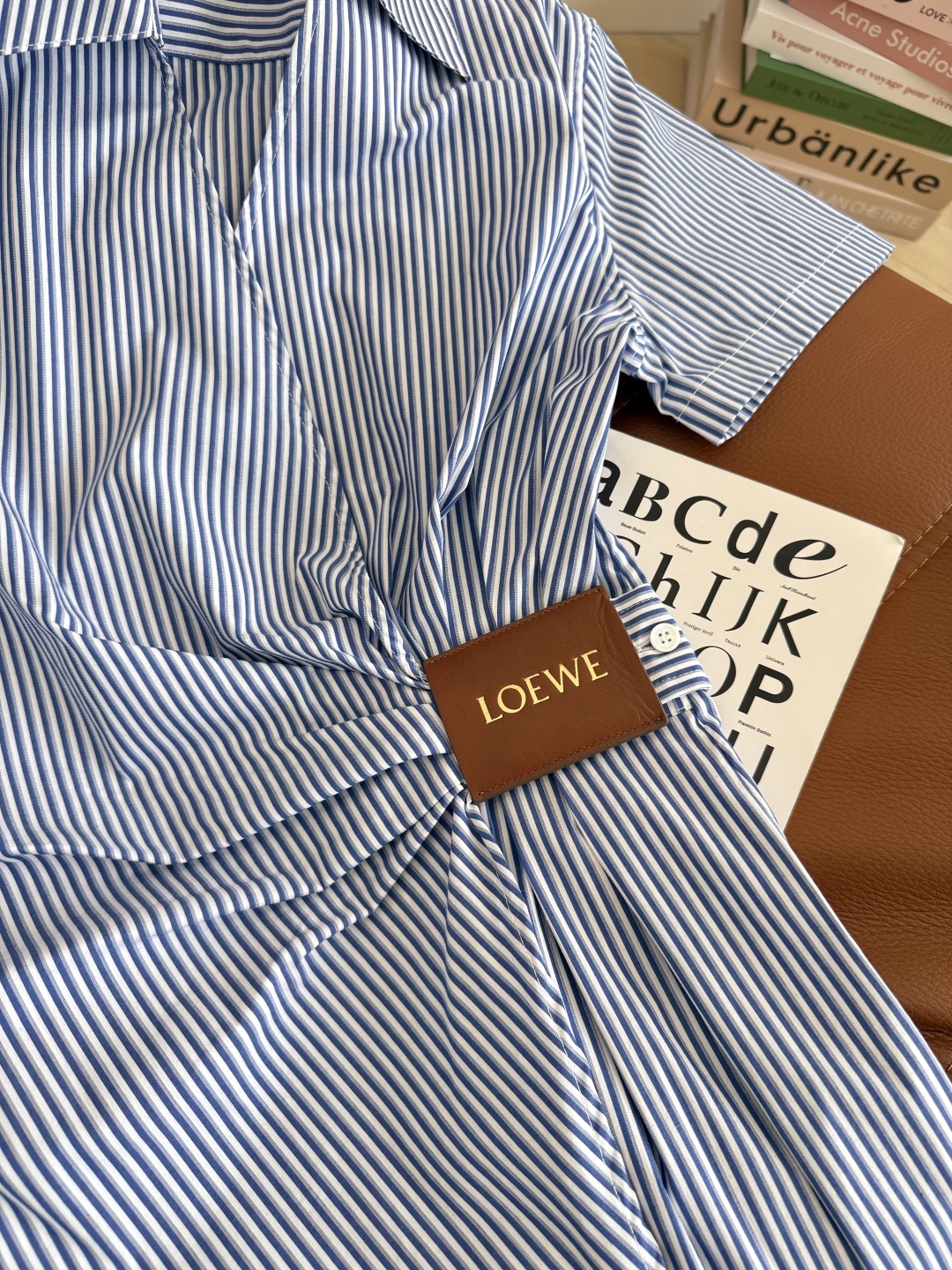 Striped Ruffle Shirt Dress with Leather Patch Detail - Chic and Flattering 7 cmp i1748168681068 4947 0 5