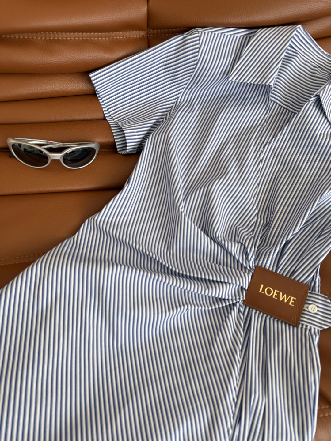 Striped Ruffle Shirt Dress with Leather Patch Detail - Chic and Flattering 6 cmp i1748168684259 2126 0 4