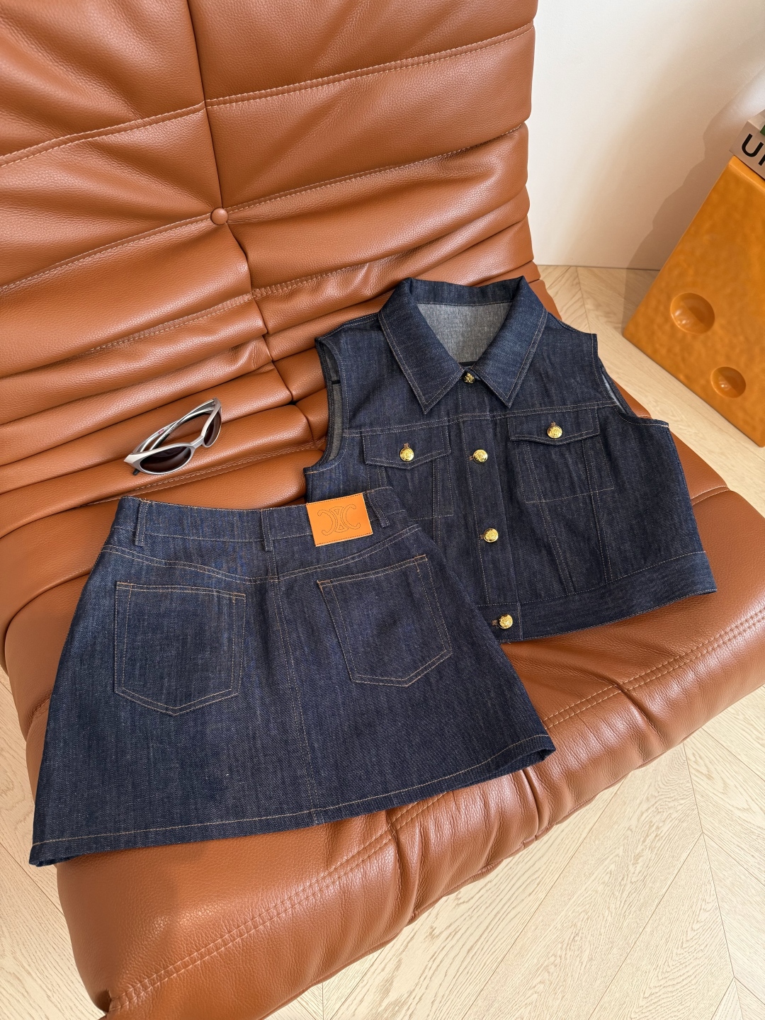 Denim Vest & Skirt Set with Gold Accents - Chic & Casual Korean Style Outfit 3 cmp i1748518821587 4094 0 1