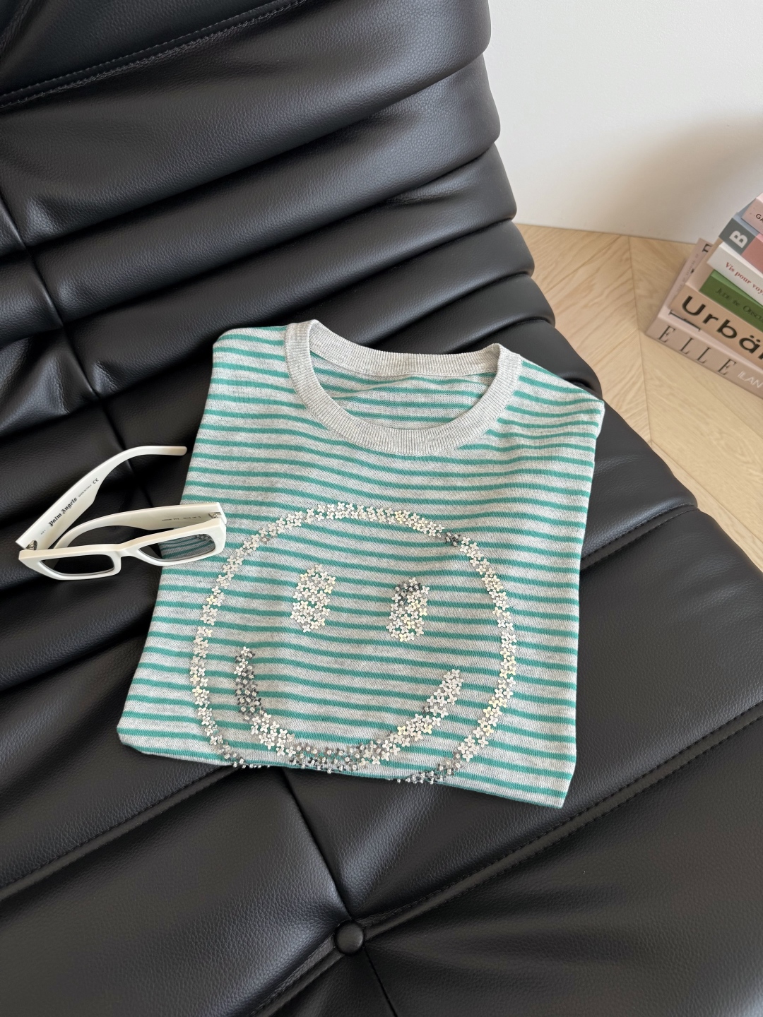 Elegant Women's Green & Gray Color Block Smile Face Long Sleeve Knit Top 3 cmp i1753526351556 5345 0 1