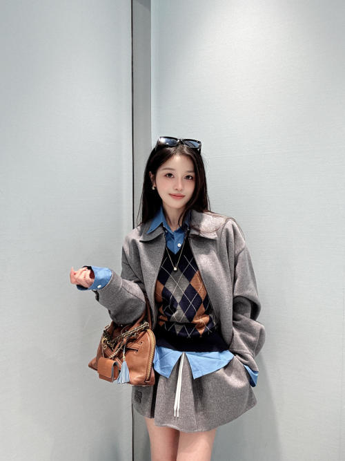 Miu Miu Wool Blend Jacket and Mini Skirt Set - Stylish and Timeless 1 Miu Miu Wool Blend Jacket and Mini Skirt Set - Stylish and Timeless