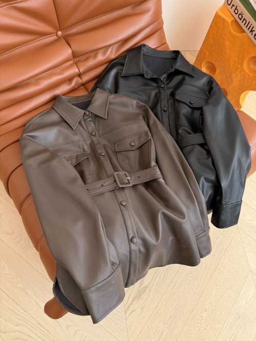 Women's Belted Leather Jacket - Stylish Fall/Winter Essential Outerwear 1 Women's Belted Leather Jacket - Stylish Fall/Winter Essential Outerwear