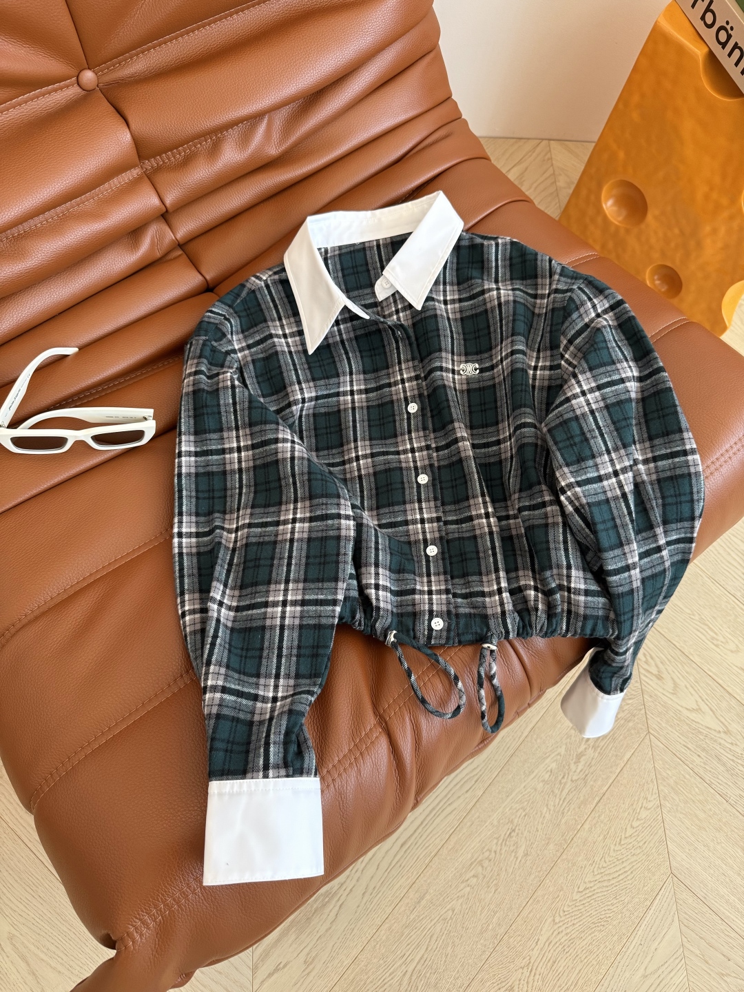 Women's Vintage Plaid Drawstring Shirt with Contrasting Collar and Cuffs 4 cmp i1756548449912 2973 0 2