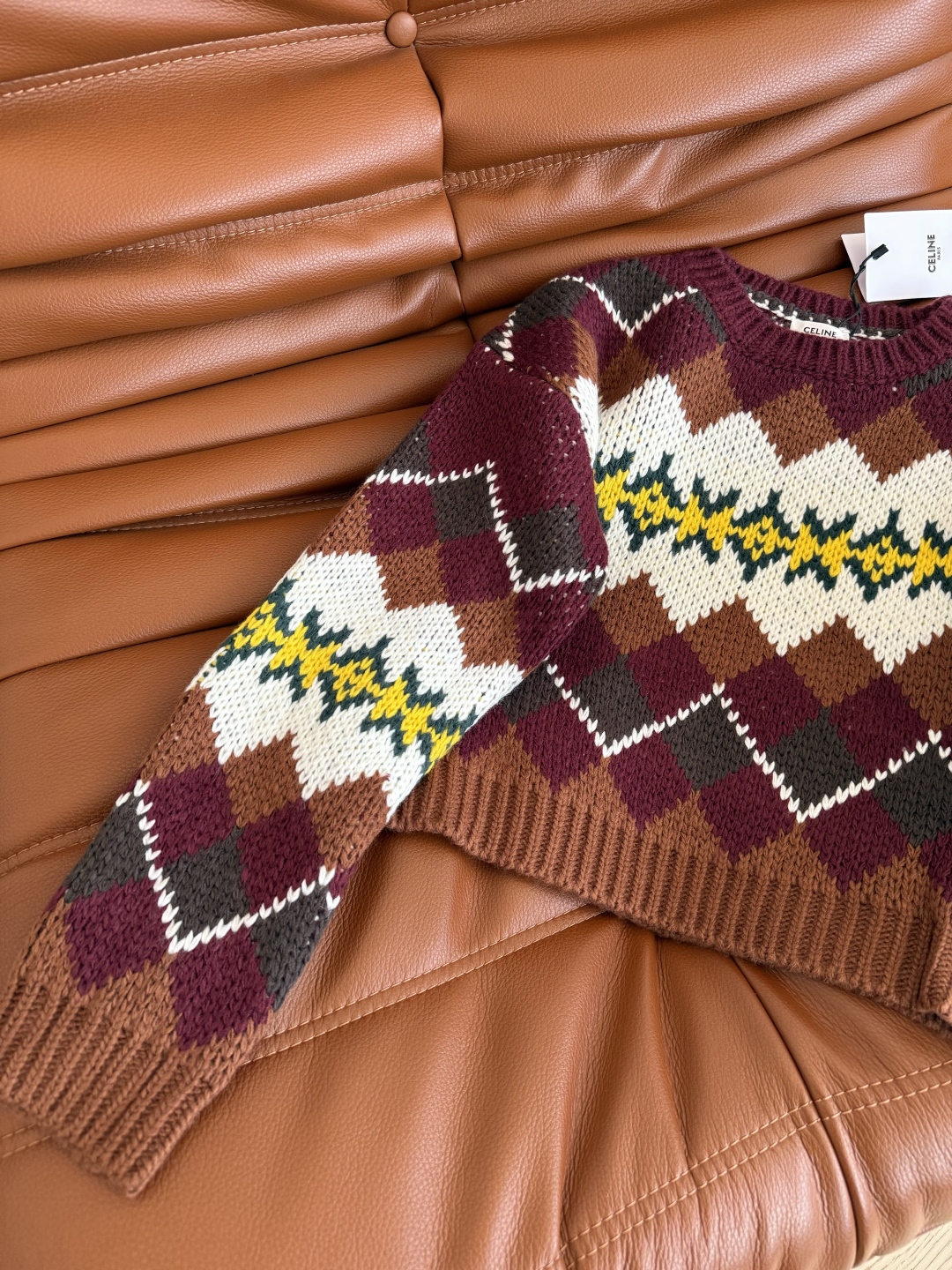Vintage Pattern Crew Neck Sweater, Retro British Style Knitwear, Short Top 4 cmp i1757673735921 6827 0 2