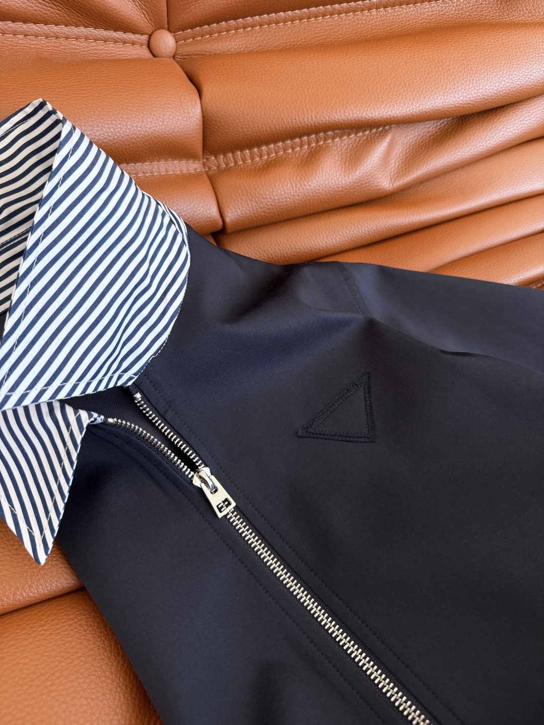 Navy Blue Triangle Logo Zip-Up Dress with Belt and Striped Detail 6 cmp i1757673843905 5488 0 4