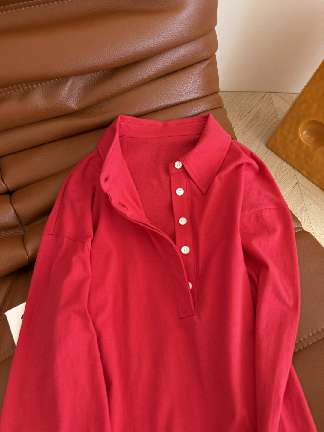 叠穿神器 25新款 Row风极简设计红色Polo T恤 row红真的很好看 显白又复古 Polo设计小白